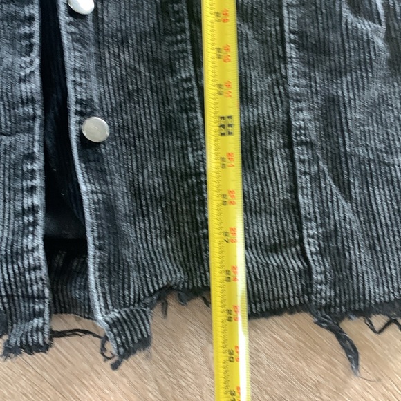 Corduroy distressed hem oversized jacket size S boxy oversized gray black - Picture 9 of 12